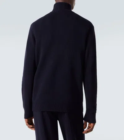 Allude Wool And Cashmere Turtleneck Sweater In Blue