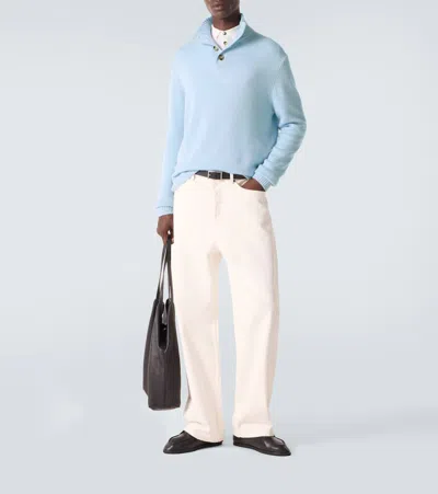 Allude Wool And Cashmere Turtleneck Sweater In Blue