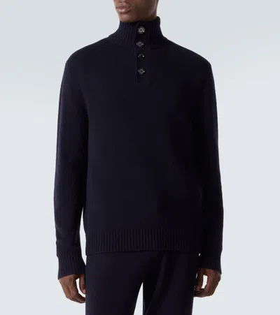 Allude Wool And Cashmere Turtleneck Sweater In Blue