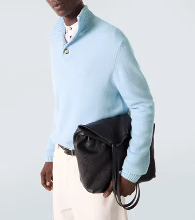 Allude Wool And Cashmere Turtleneck Sweater In Blue