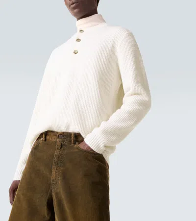 Allude Waffle-knit Wool And Cashmere Sweater In Neutral