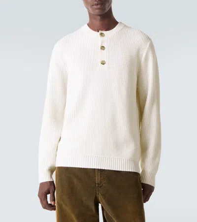 Allude Waffle-knit Wool And Cashmere Sweater In Neutral