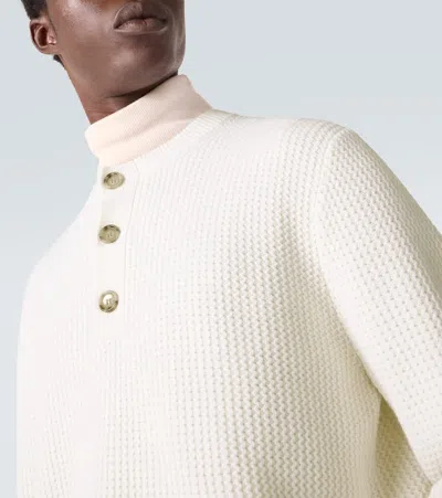 Allude Waffle-knit Wool And Cashmere Sweater In Neutral