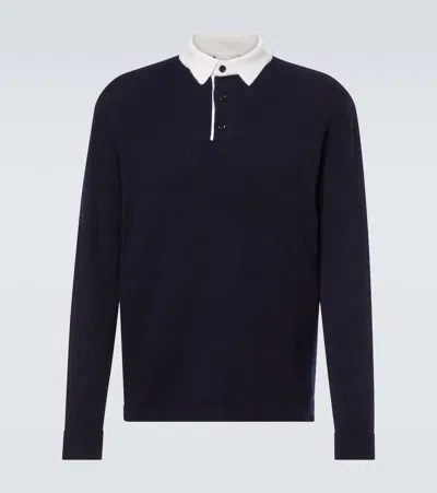 Allude Wool And Cashmere Polo Sweater In Black