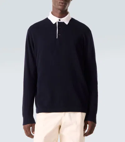 Allude Wool And Cashmere Polo Sweater In Black