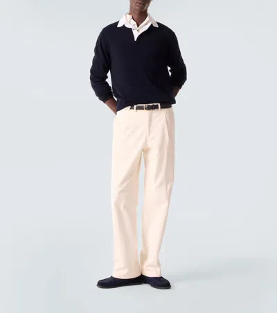 Allude Wool And Cashmere Polo Sweater In Black