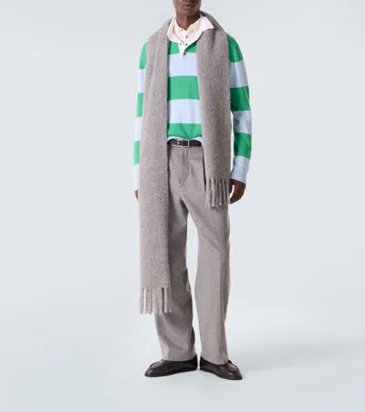 Allude Striped Wool And Cashmere Polo Sweater In Green
