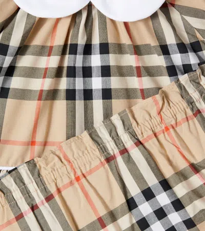 Burberry Baby  Check Cotton Bloomers And Dress Set In Brown
