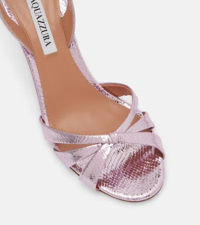 Aquazzura Tati 85 Snake-effect Slingback Sandals In Multi