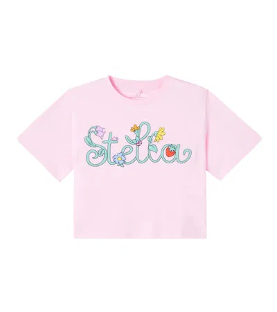 Stella Mccartney Logo Cotton Jersey T-shirt In Pink