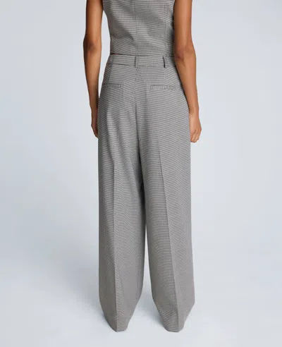 Kenneth Cole Fly Front High Rise Houndstooth Wide Leg Pant In Gray