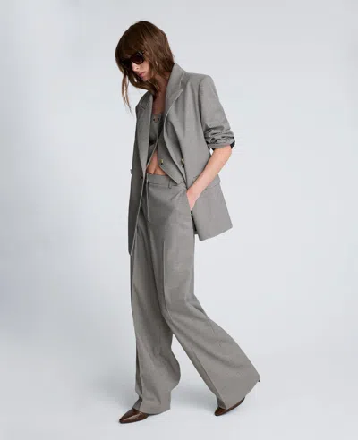 Kenneth Cole Fly Front High Rise Houndstooth Wide Leg Pant In Gray