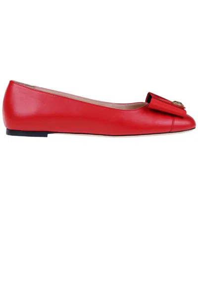 Bally B Bow Ballerinas In Red