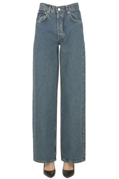 Anine Bing Manon Wide Leg Jeans In Blue