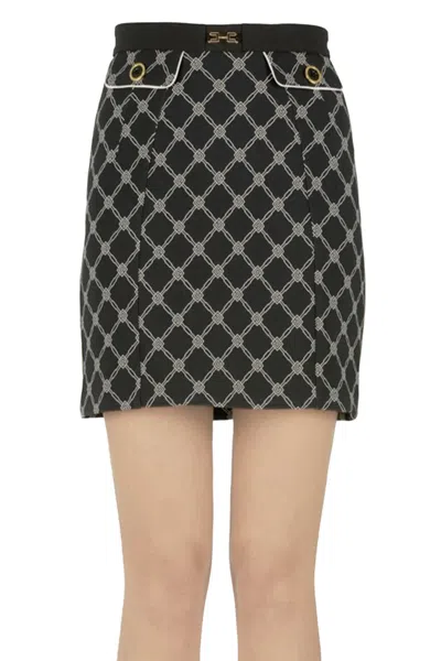 Elisabetta Franchi Designer Logo Print Mini Skirt In Animal Print