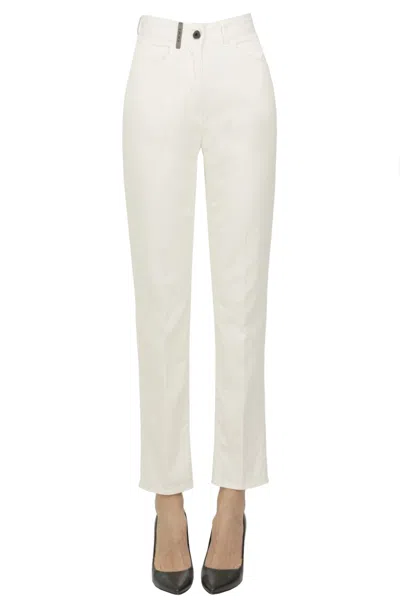 Peserico 5 Pockets Style Cotton Trousers In White