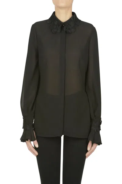 Elisabetta Franchi Flower Applications Shirt In Black