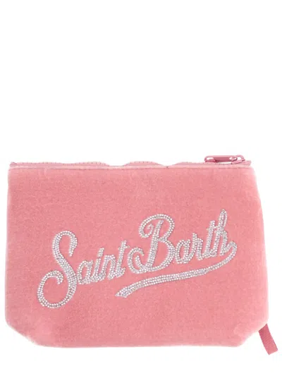 Mc2 Saint Barth Aline Velvet Clutch Bag In Pink