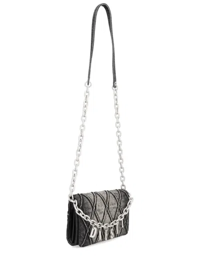 Diesel Women Black Charm-d Wallet Strap Wallet On Chain In Black