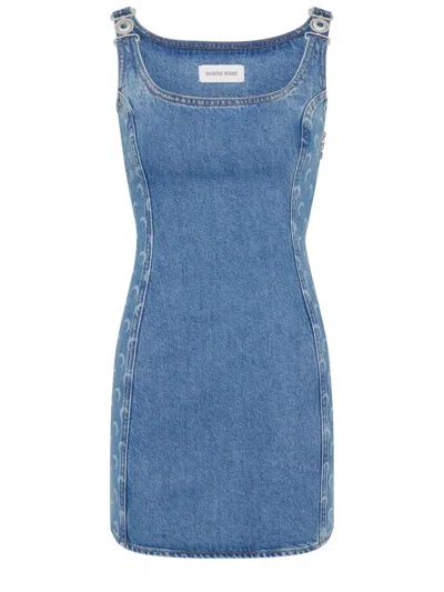 Marine Serre "moon Laser" Mini Dress In Blue