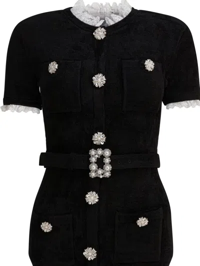 Self-portrait Chenille Knit Midi Dress Dresses Black In Black