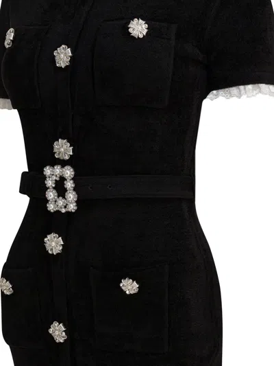 Self-portrait Chenille Knit Midi Dress Dresses Black In Black