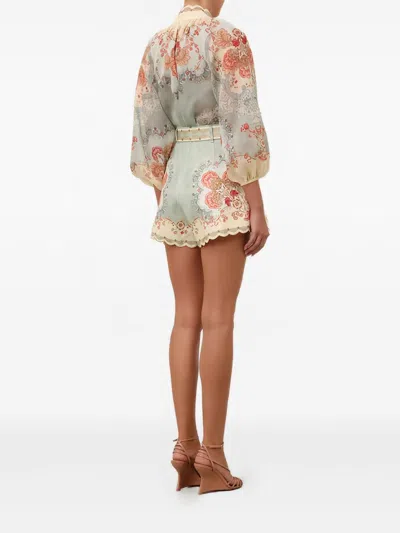 Zimmermann Daylight Linen Shorts In Multi