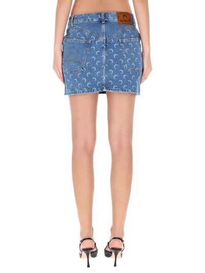 Marine Serre Denim Miniskirt In Blue