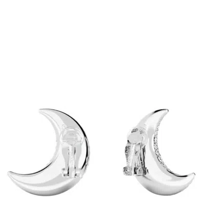 Swarovski Moon Rhodium Plated Luna Clip Earrings In Metallic