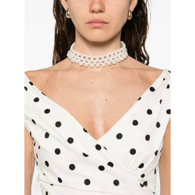 Self-portrait Polka Dot Cotton Midi Dress In White