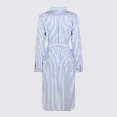 Polo Ralph Lauren Striped Knee Length Dress With Waist Tie In Blue