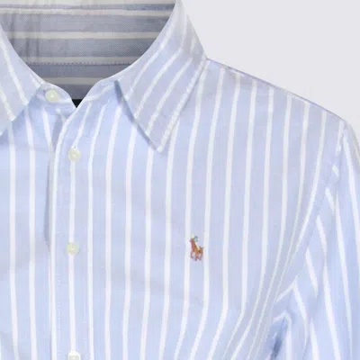 Polo Ralph Lauren Striped Knee Length Dress With Waist Tie In Blue