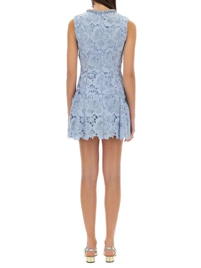 Self-portrait Floral Lace Mini Dress In Blue