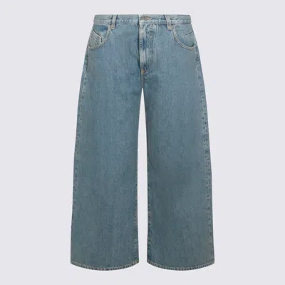 Attico Straight Trousers With Pockets And Belt Loops In Blue