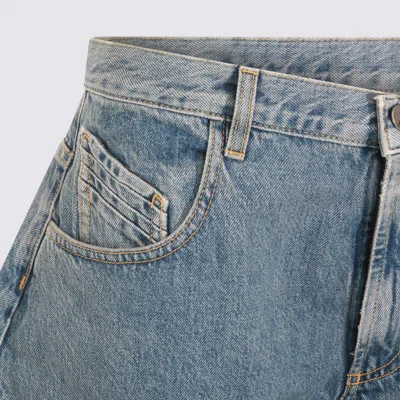 Attico Straight Trousers With Pockets And Belt Loops In Blue