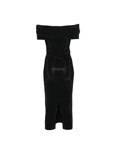 Michael Kors Knitted Midi Dress In Black