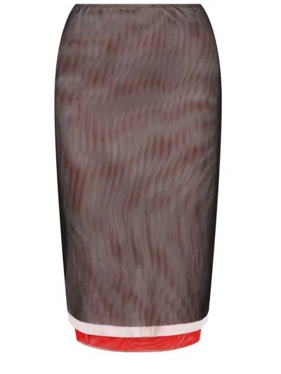 Msgm Midi Pencil Skirt In Burgundy