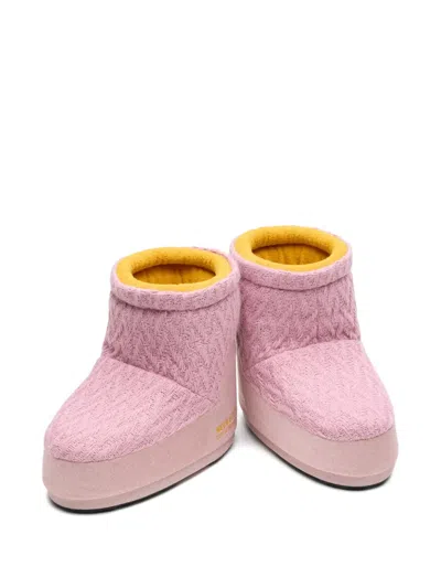 Moon Boot X Guest In Residence Slip-on Knit Ankle Boots In Pink