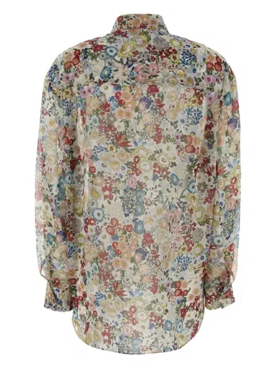 Khaite Goya Floral Silk Chiffon Button-down Top In Multi
