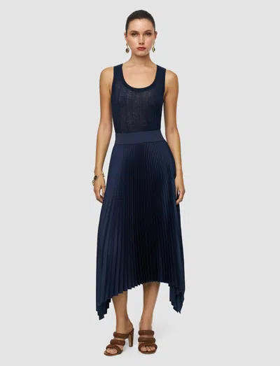 Joseph Ade Knit Weave Plissé Skirt In Blue