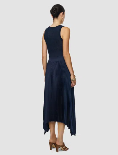 Joseph Ade Knit Weave Plissé Skirt In Blue