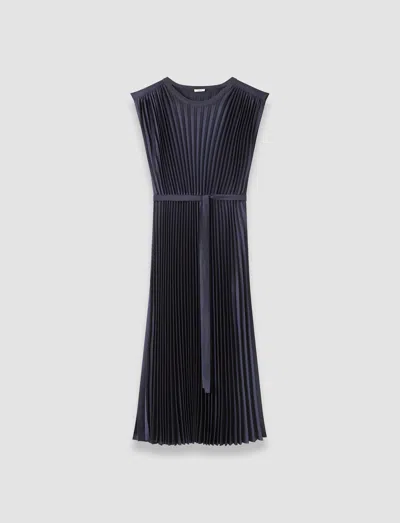 Joseph Volta Knit Weave Plissé Dress In Blue