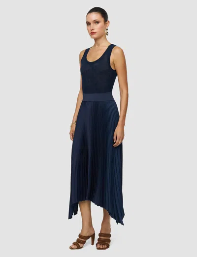 Joseph Ade Knit Weave Plissé Skirt In Blue