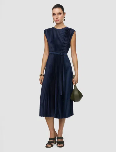 Joseph Volta Knit Weave Plissé Dress In Blue