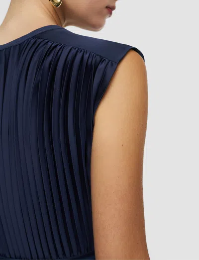 Joseph Volta Knit Weave Plissé Dress In Blue