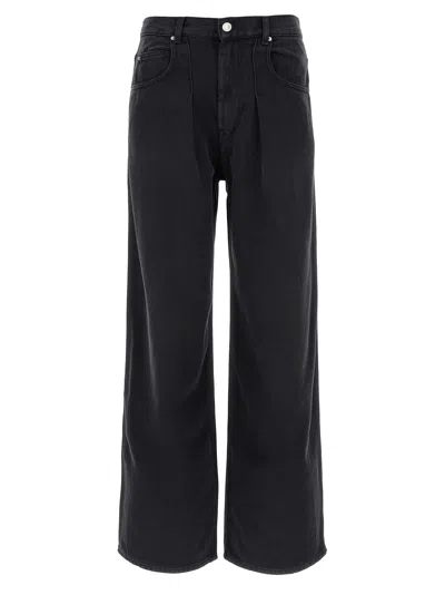 Isabel Marant Distressed Denim Trousers With Wide-leg Design In Black