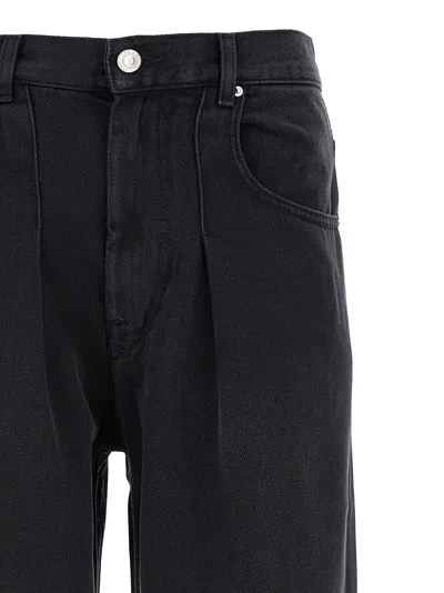 Isabel Marant Distressed Denim Trousers With Wide-leg Design In Black