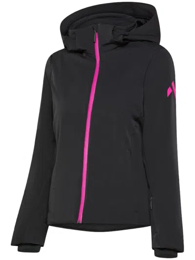 Aesse Crystal Zip-fastening Hooded Jacket In Black