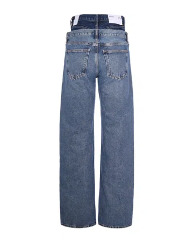 Agolde Elson Layered Straight-leg Jeans In Gray