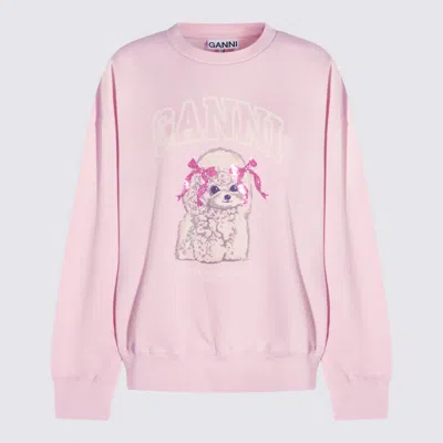 Ganni Chalk Pink Cotton Sweatshirt In Pink